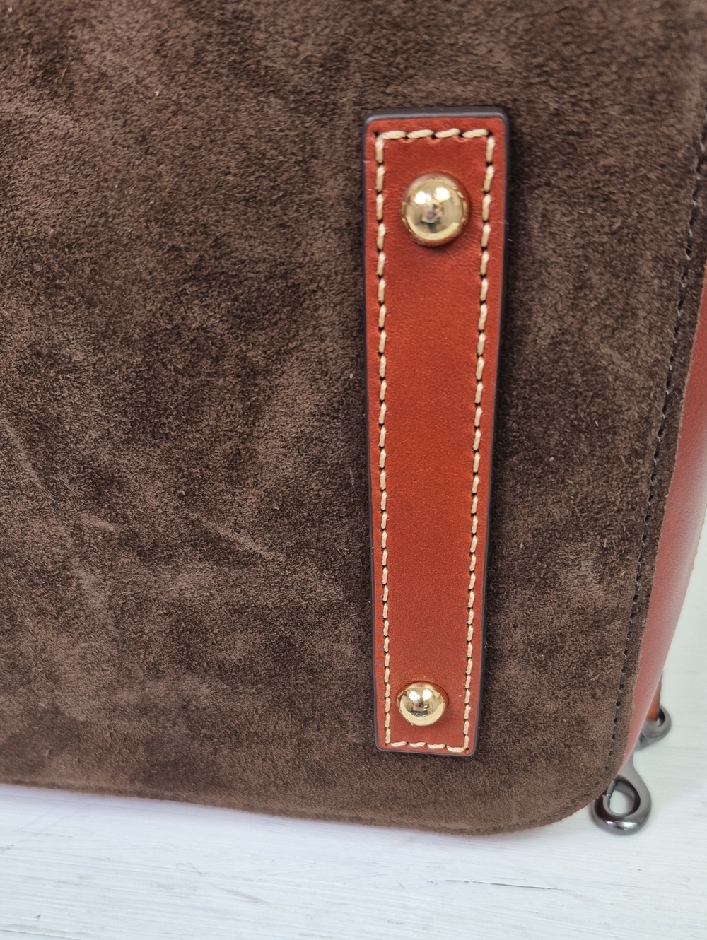 Dooney & Bourke Brown Suede Satchel with Tan Leather Trim Nwt Perry Satchel - Picture 12 of 16